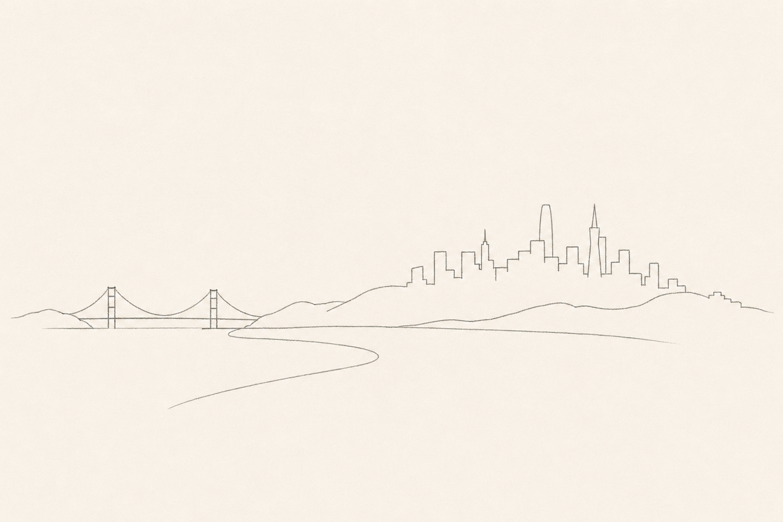 Minimal pencil outline of San Francisco