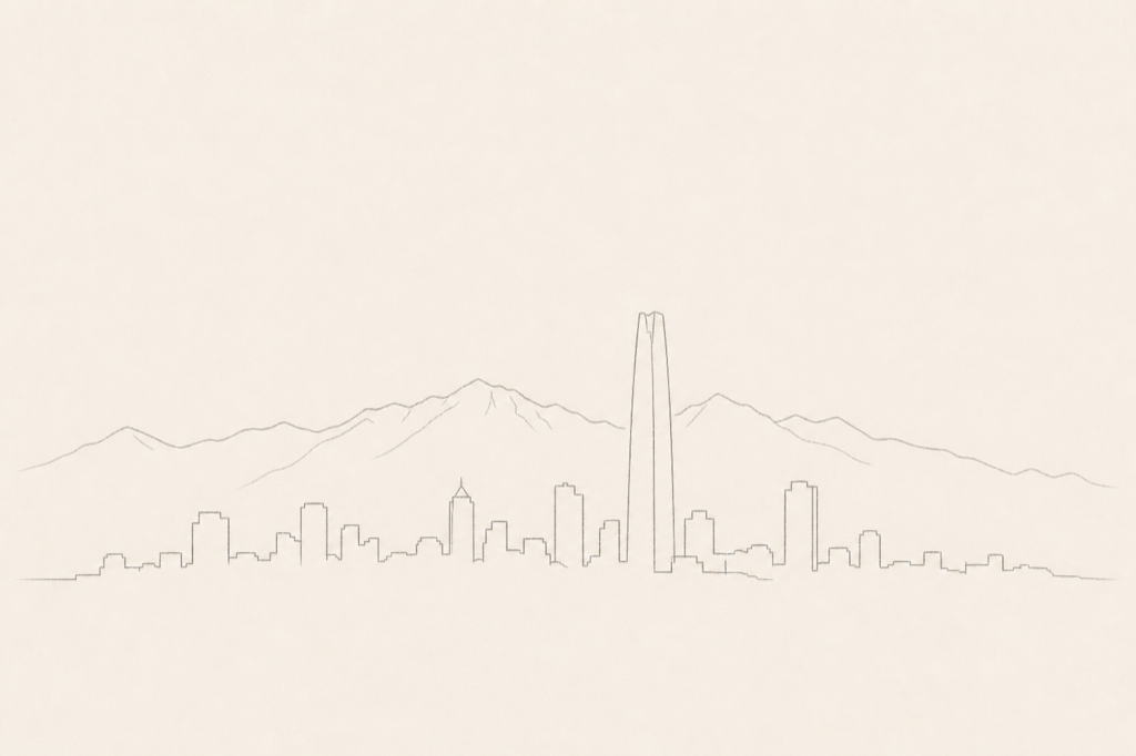 Minimal pencil outline of Santiago
