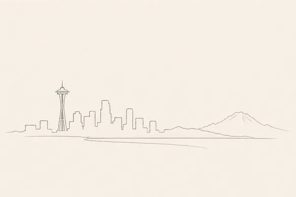 Minimal pencil outline of Seattle