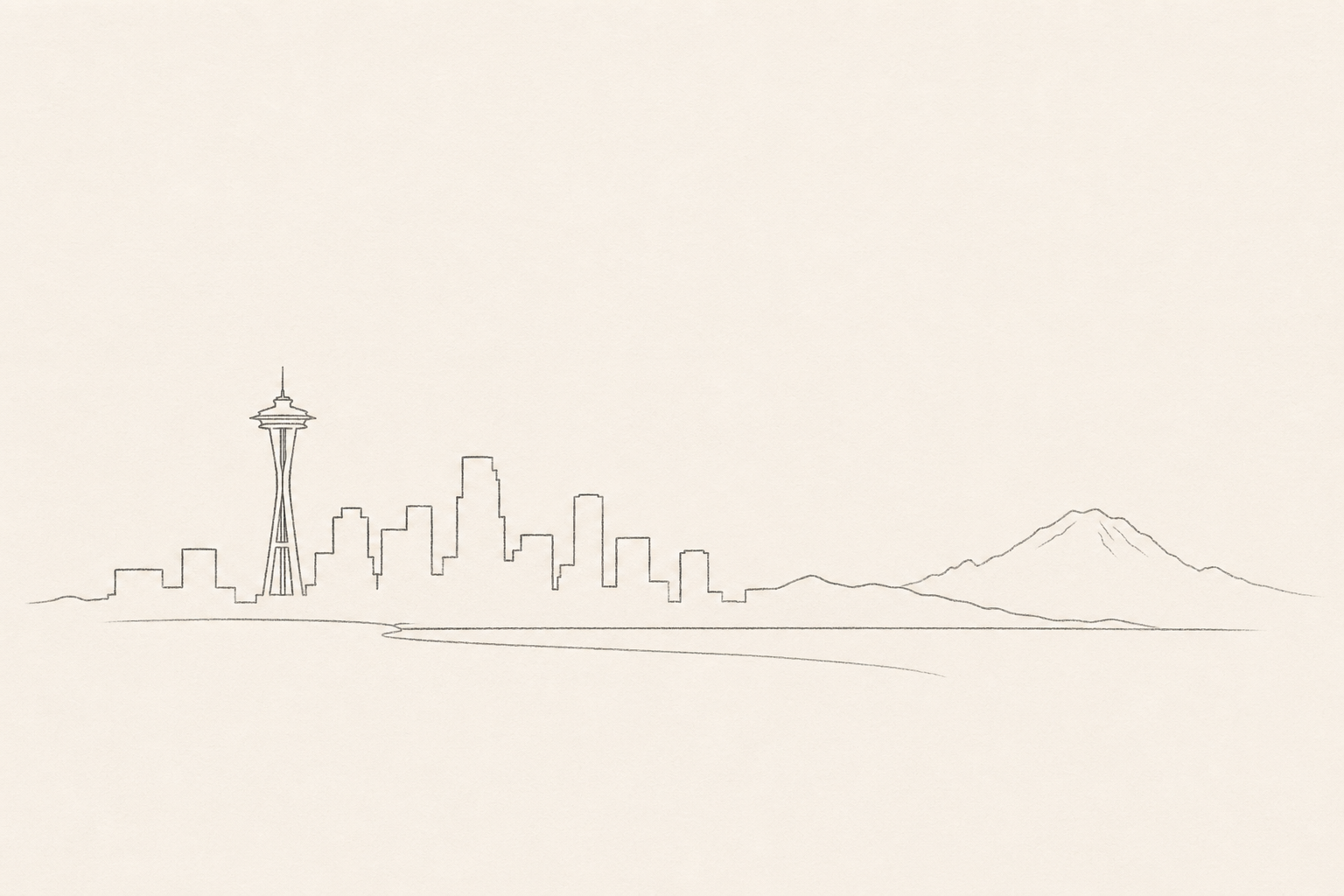 Minimal pencil outline of Seattle
