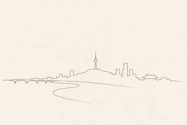 Minimal pencil outline of Seoul