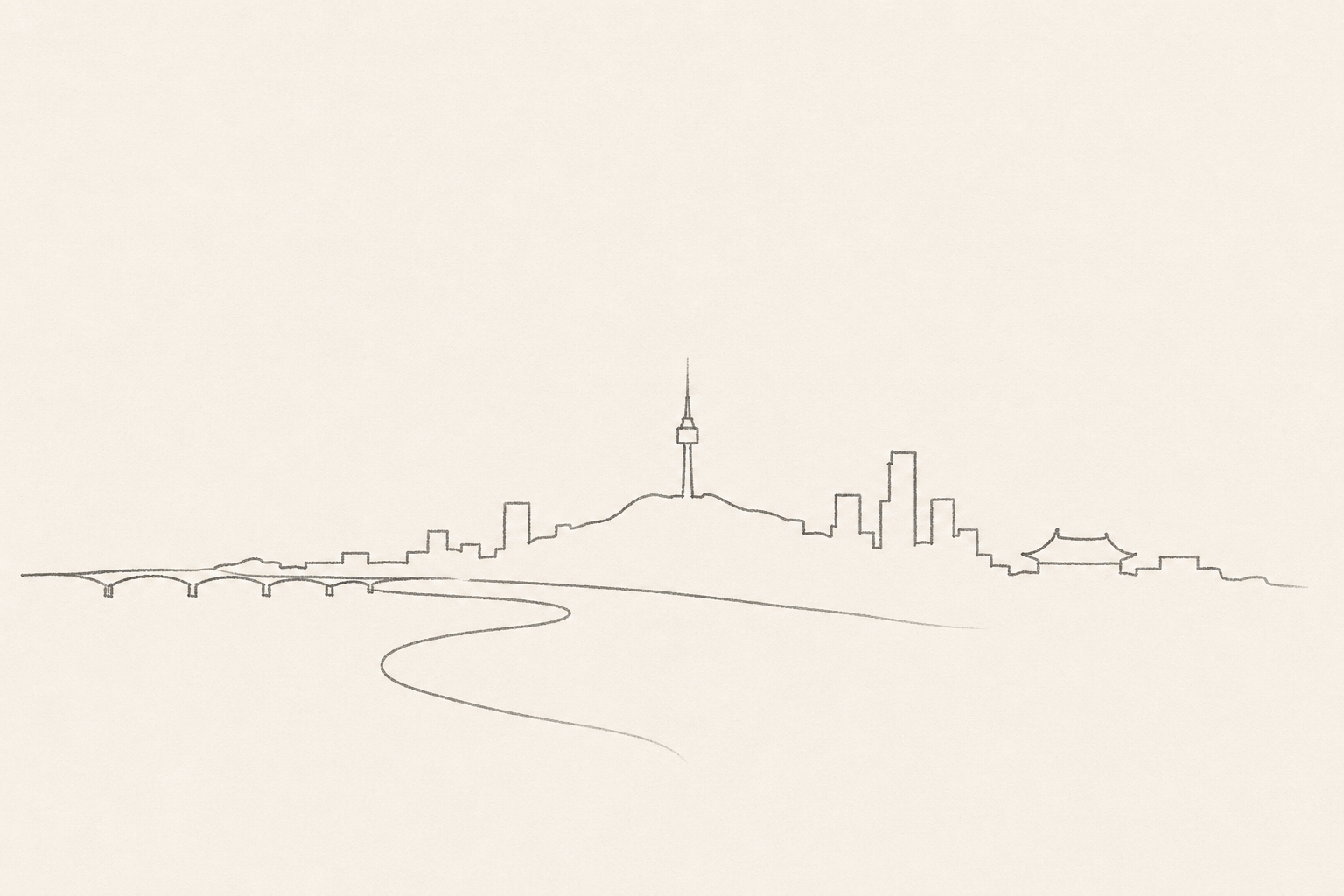 Minimal pencil outline of Seoul