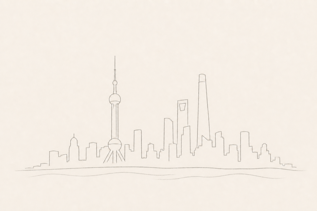 Minimal pencil outline of Shanghai