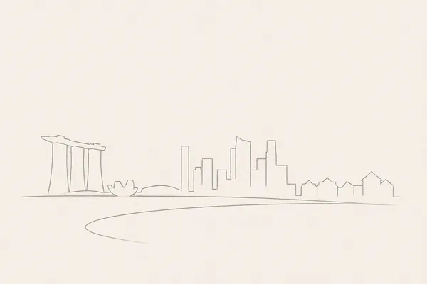 Minimal pencil outline of Singapore