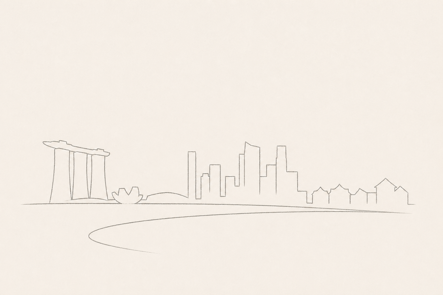 Minimal pencil outline of Singapore