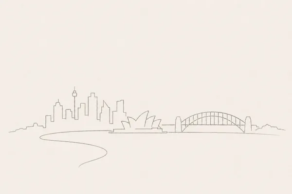 Minimal pencil outline of Sydney