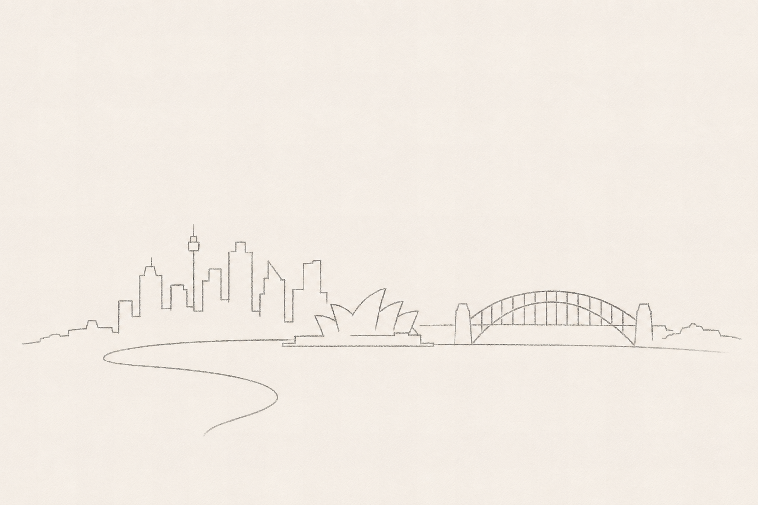 Minimal pencil outline of Sydney