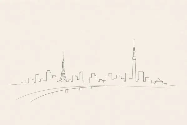 Minimal pencil outline of Tokyo