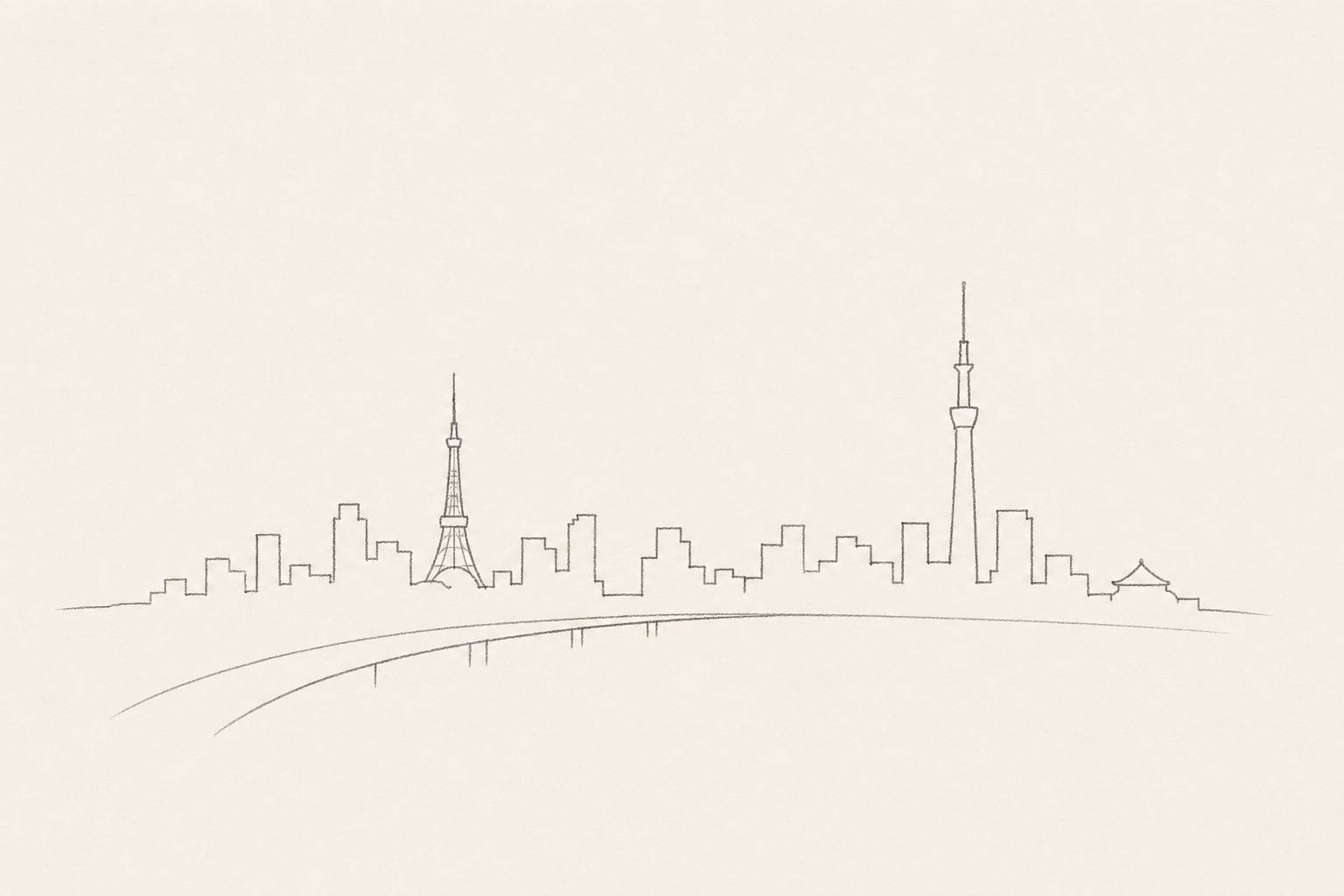 Minimal pencil outline of Tokyo