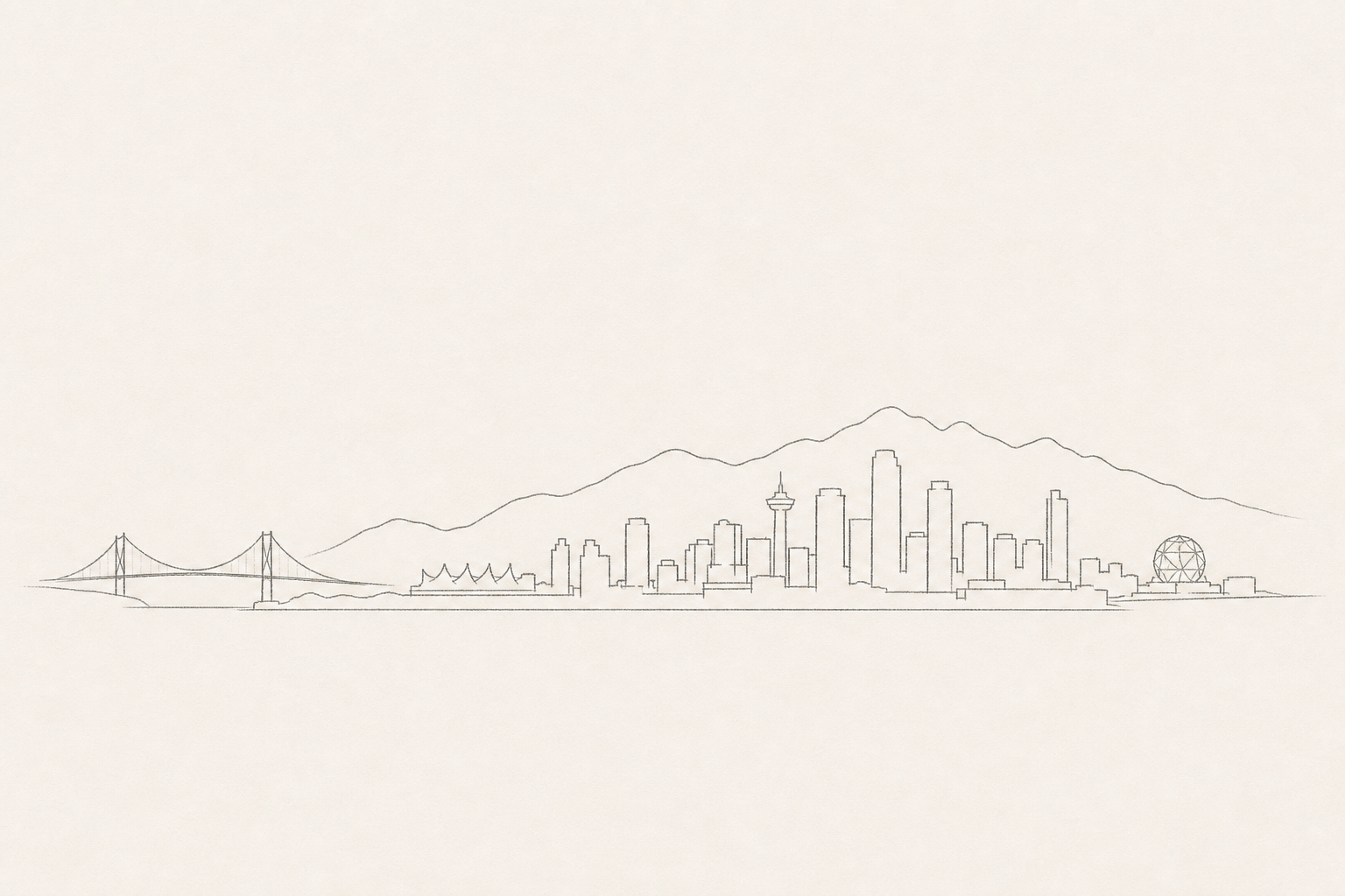 Minimal pencil outline of Vancouver