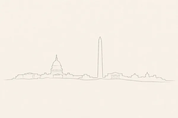 Minimal pencil outline of Washington DC