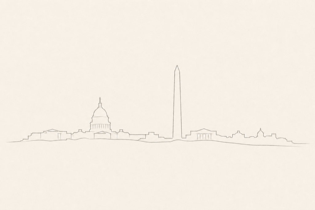 Minimal pencil outline of Washington DC