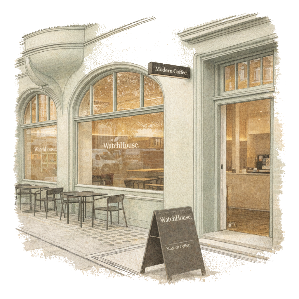 WatchHouse Marylebone coffee bar in London